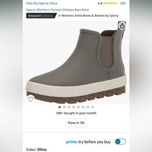 Sperry Women's Torrent Chelsea Rain Boot Olive size 10